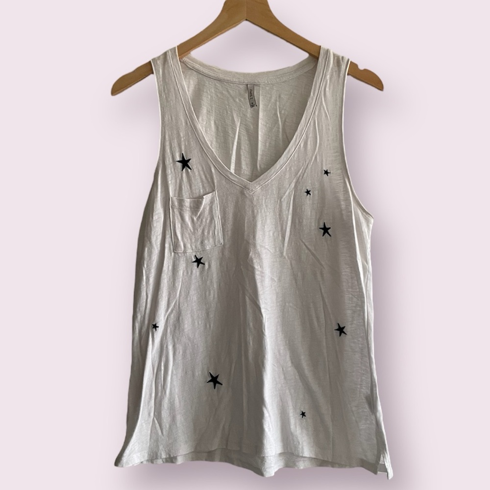 Z Supply || white tank top with star embroidery